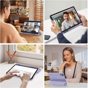 COVER PER TABLET Lenovo Idea Tab 11 Pollici 2025 (Modello TB-336ZU/TB-336FU) con Portapenne, Sottile Leggero Custodia Posteriore Opaca Traslucida Case con Auto Sveglia/Sonno, Lilla Viola